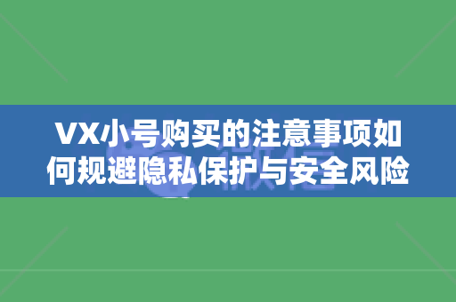 VX小号购买的注意事项如何规避隐私保护与安全风险？
