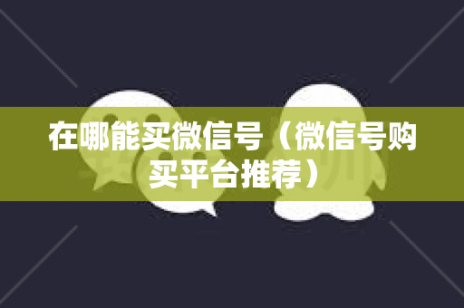 在哪能买微信号（微信号购买平台推荐）