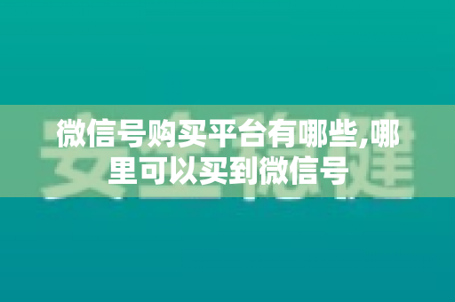 微信号购买平台有哪些,哪里可以买到微信号